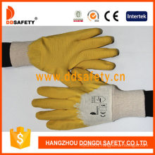 Cotton Liner Yellow Latex Coated Crinkle Labor Gloves